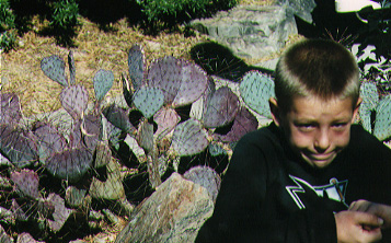 Alex and purple cactus.