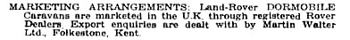 Martin Walter disclosure about ordering a Dormobile, either home market or export.