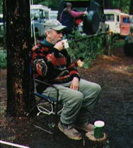 Granville Pool, sitting on a chair.