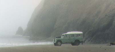 Dormie on foggy beach.