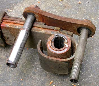 A disintigrated Land Rover leaf spring bushing